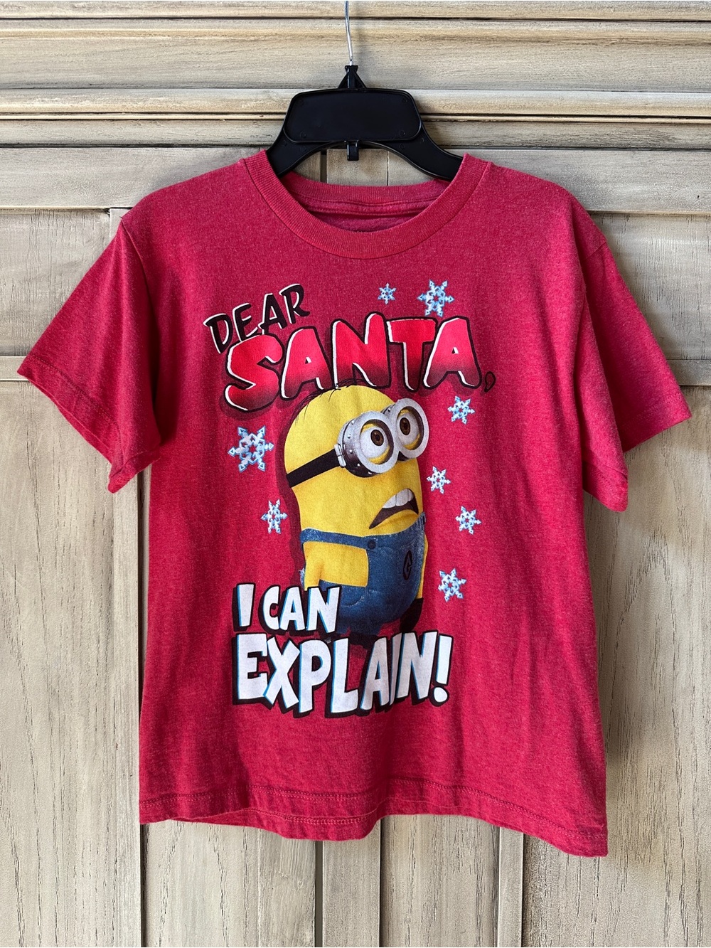 Minion Dear Santa I Can Explain Graphic T-Shirt Kid Small S 6-7 years Christmas
